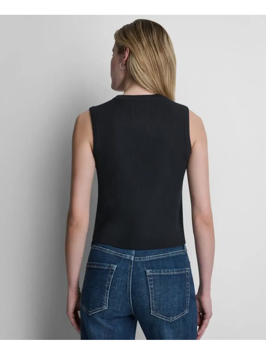 Женский безрукавный свитер с круглым вырезом, с логотипом по боку DKNY Jeans — изображение 6 из 6, черный