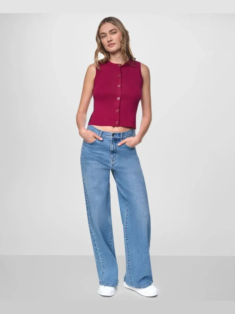 Свитер без рукавов с круглым вырезом, с логотипом DKNY Jeans — изображение 2 из 7, черный