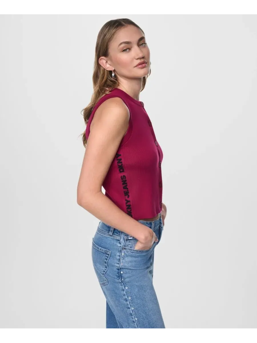 Свитер без рукавов с круглым вырезом, с логотипом DKNY Jeans — изображение 4 из 7, черный