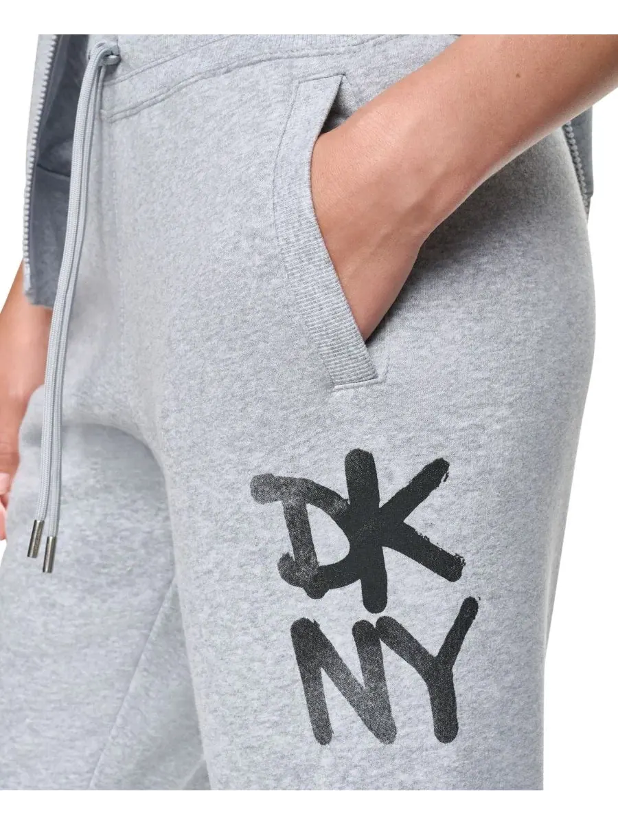 Спортивные брюки-джоггеры с принтом Graffiti Logo DKNY Sport — изображение 4 из 6, серый