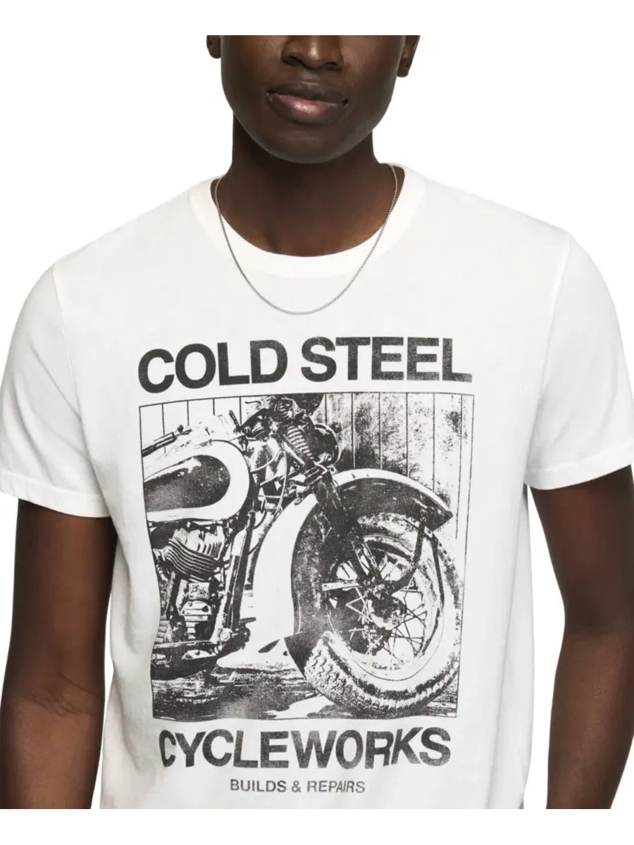 Футболка с графическим принтом American Customs Motorcycles Lucky Brand — изображение 4 из 5, яркий белый