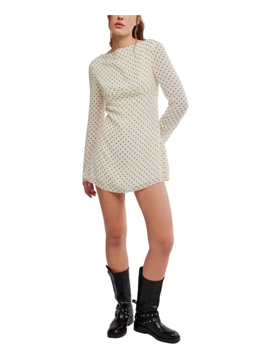 Платье мини с принтом Jolie Boat Neck Printed Free People — изображение 2 из 5, белый