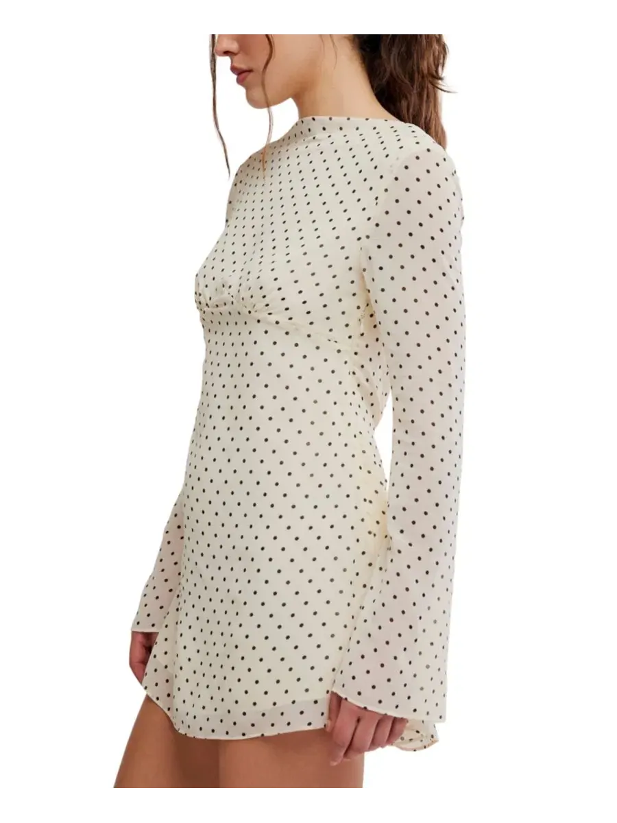 Платье мини с принтом Jolie Boat Neck Printed Free People — изображение 3 из 5, белый