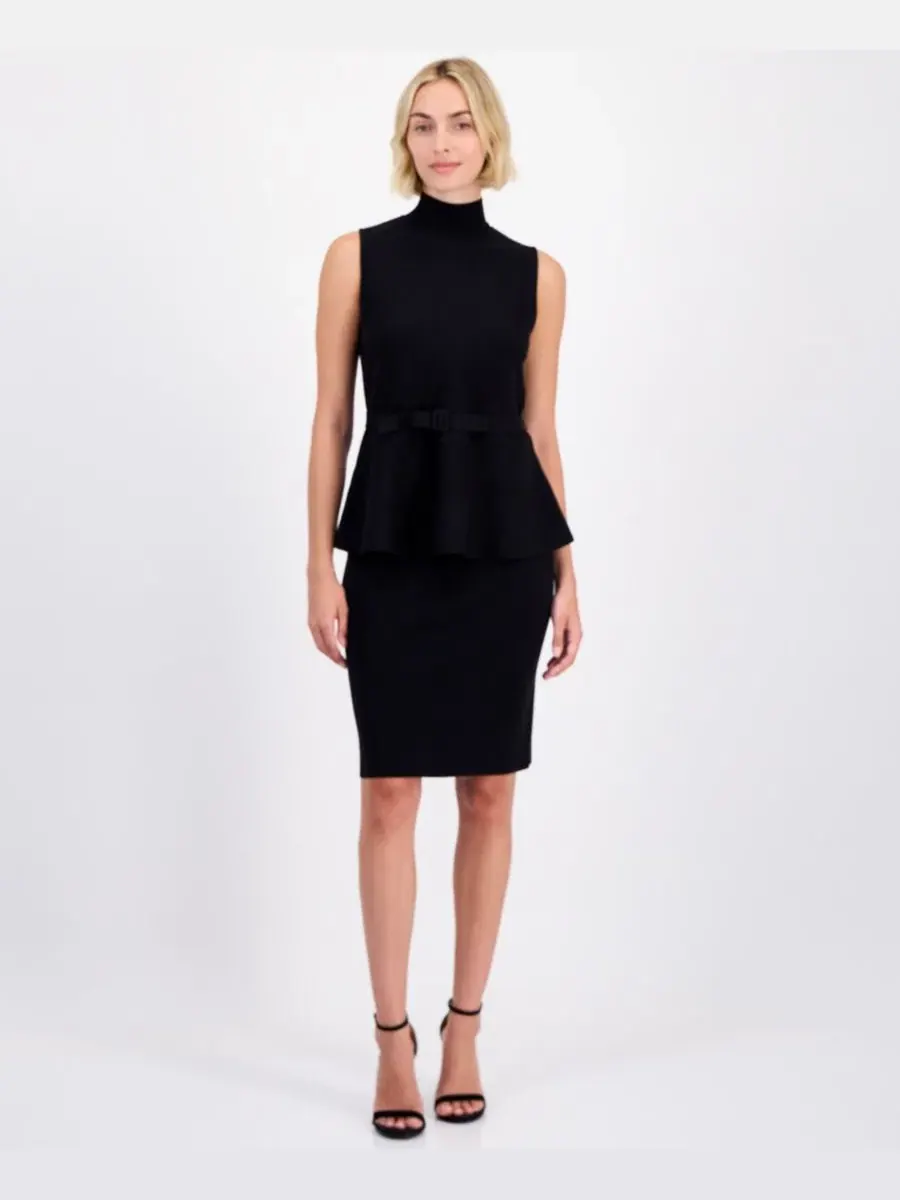 Топ без рукавов с поясом Anne Klein — изображение 2 из 4, черный