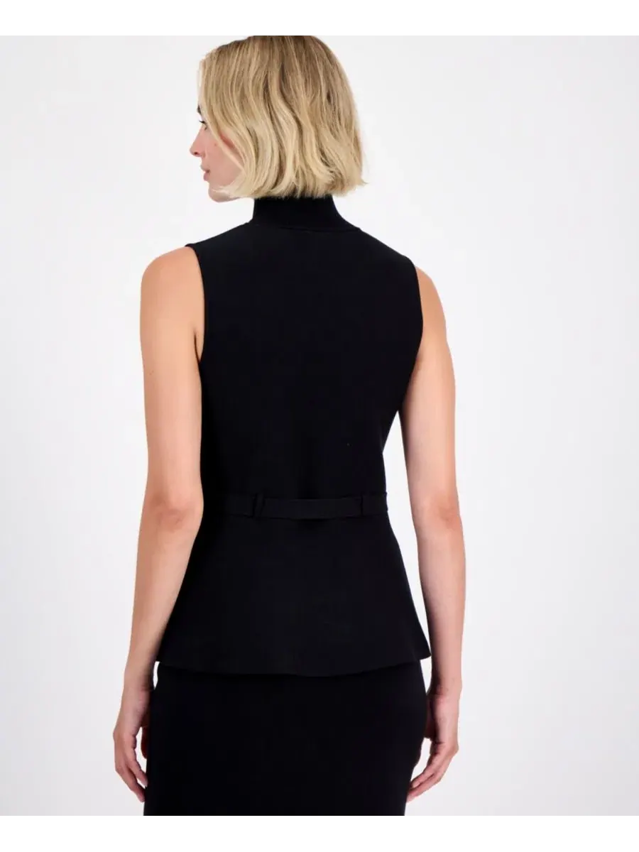 Топ без рукавов с поясом Anne Klein — изображение 3 из 4, черный
