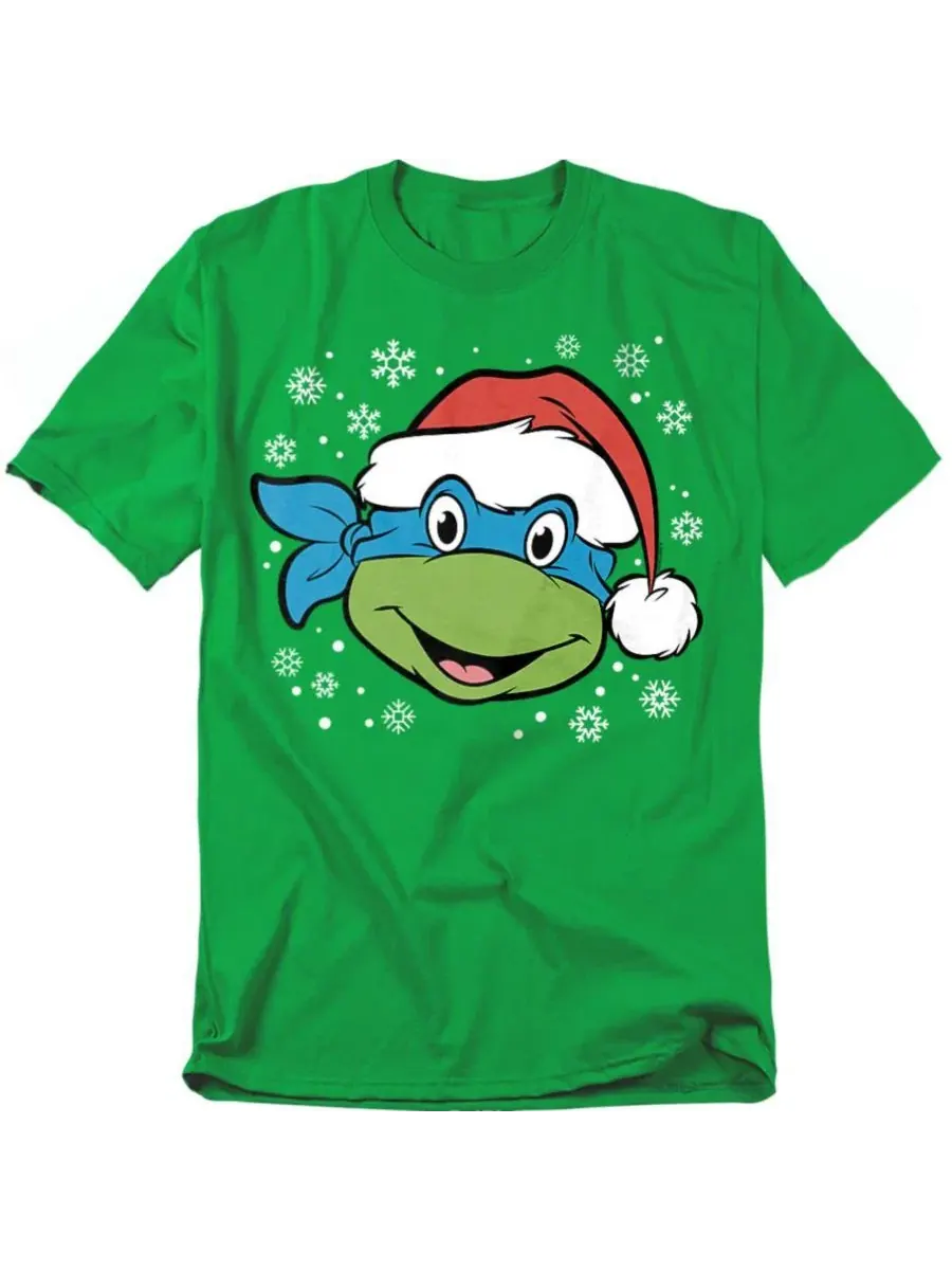 Футболка с принтом Leonardo Christmas Hat Teenage Mutant Ninja Turtles — изображение 1 из 3, зеленый