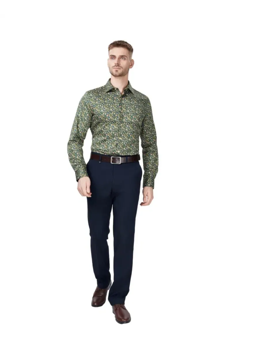 Рубашка-дресс с принтом Slim Fit Bar III — изображение 2 из 4, зеленый