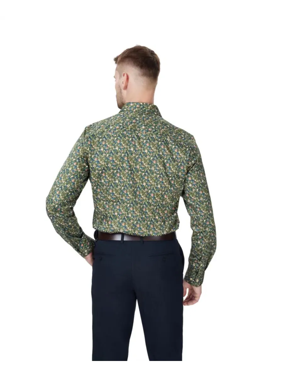 Рубашка-дресс с принтом Slim Fit Bar III — изображение 4 из 4, зеленый