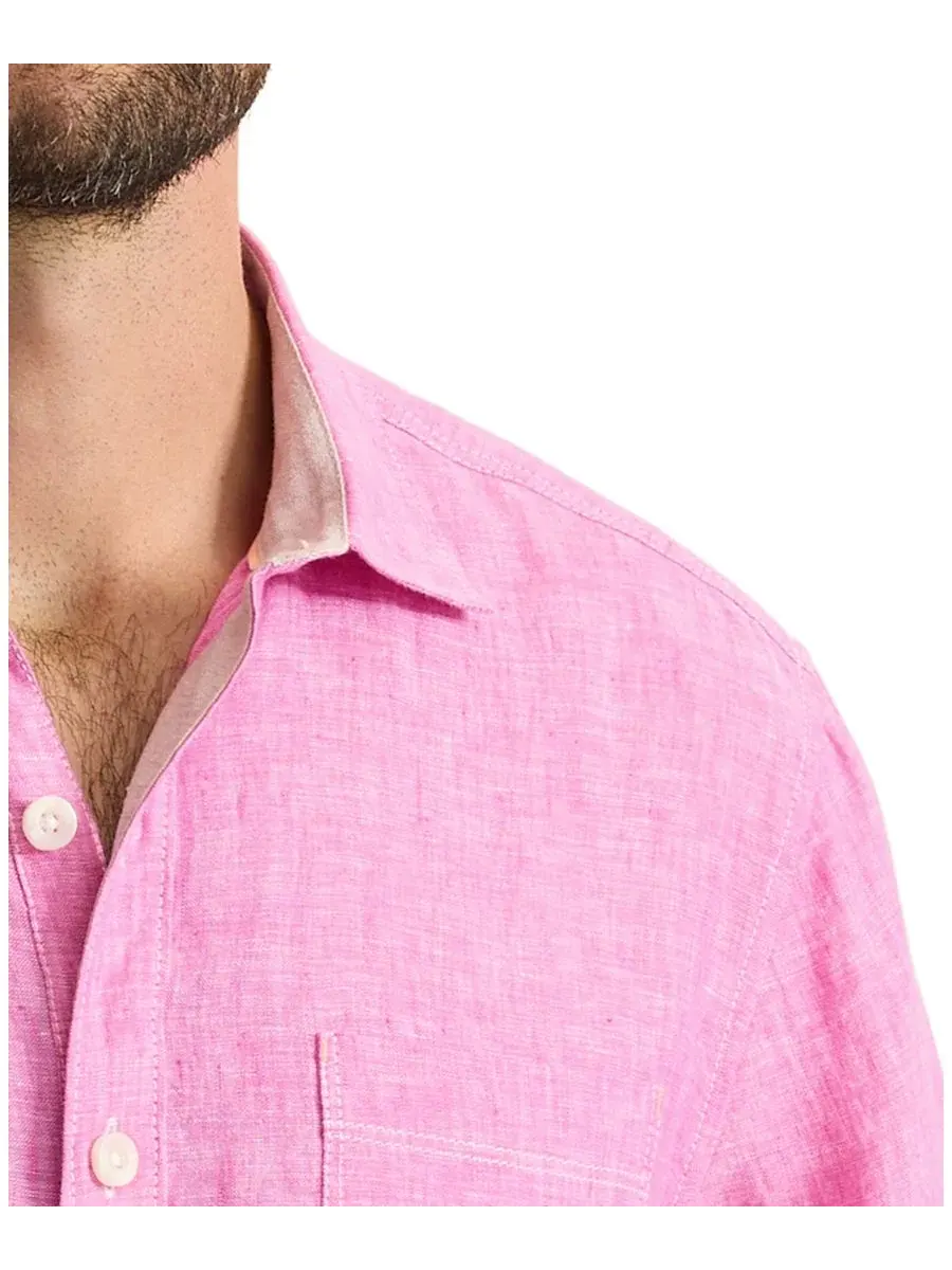 Мужская рубашка Paradise Breezer с длинными рукавами из 100% льна Tommy Bahama — изображение 2 из 3, розовый