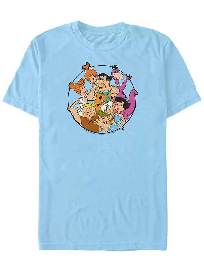 Мужская футболка с коротким рукавом The Flintstones Circle Flintstone Fifth Sun — изображение 1 из 1, светлый синий
