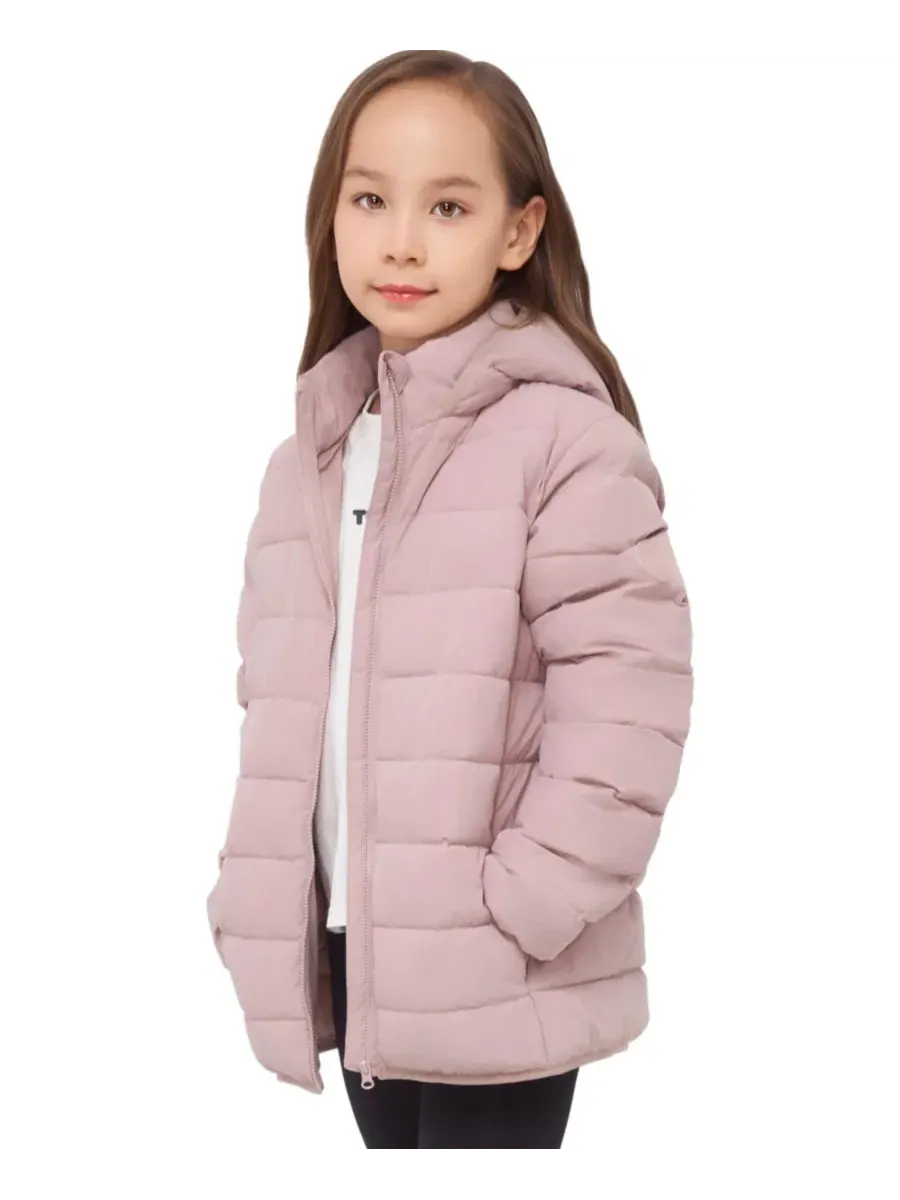 Куртка-пуховик с капюшоном Hudson Lightweight Hooded Puffer Jacket Rokka&Rolla — изображение 2 из 11, розовый