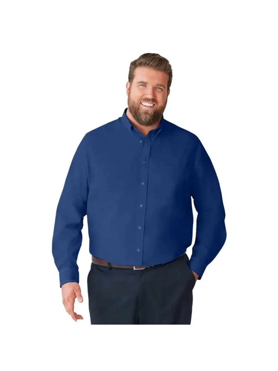 Мужская сорочка без заломов с длинным рукавом, модель Wrinkle-Free KingSize — изображение 1 из 3, темно-синий