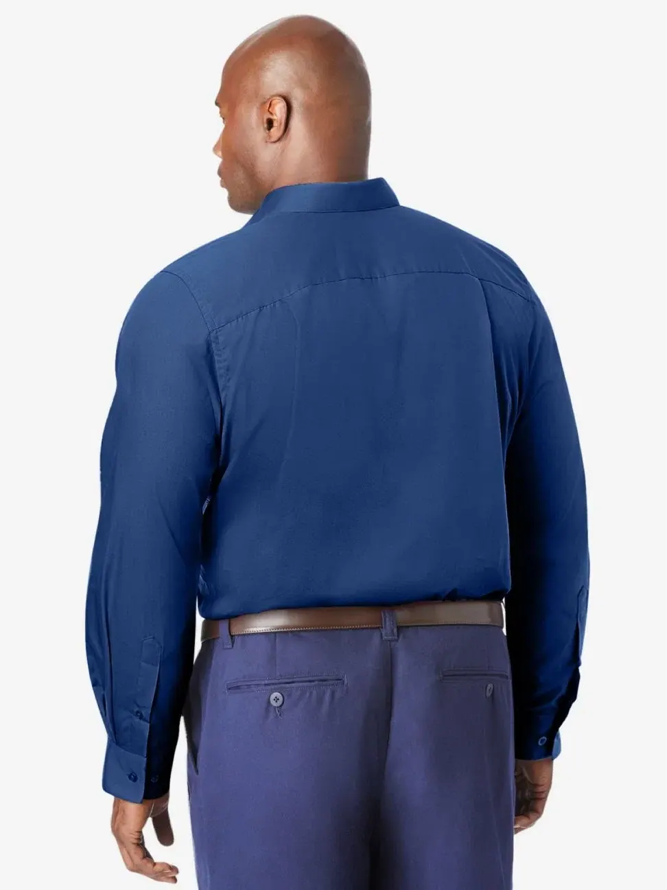 Мужская сорочка без заломов с длинным рукавом, модель Wrinkle-Free KingSize — изображение 3 из 3, темно-синий