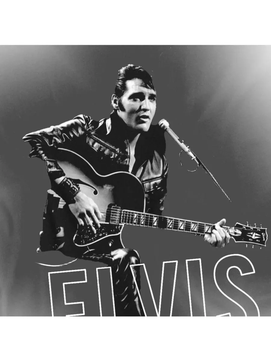 Футболка с принтом Presley Guitar In Hand Elvis — изображение 3 из 3, черный