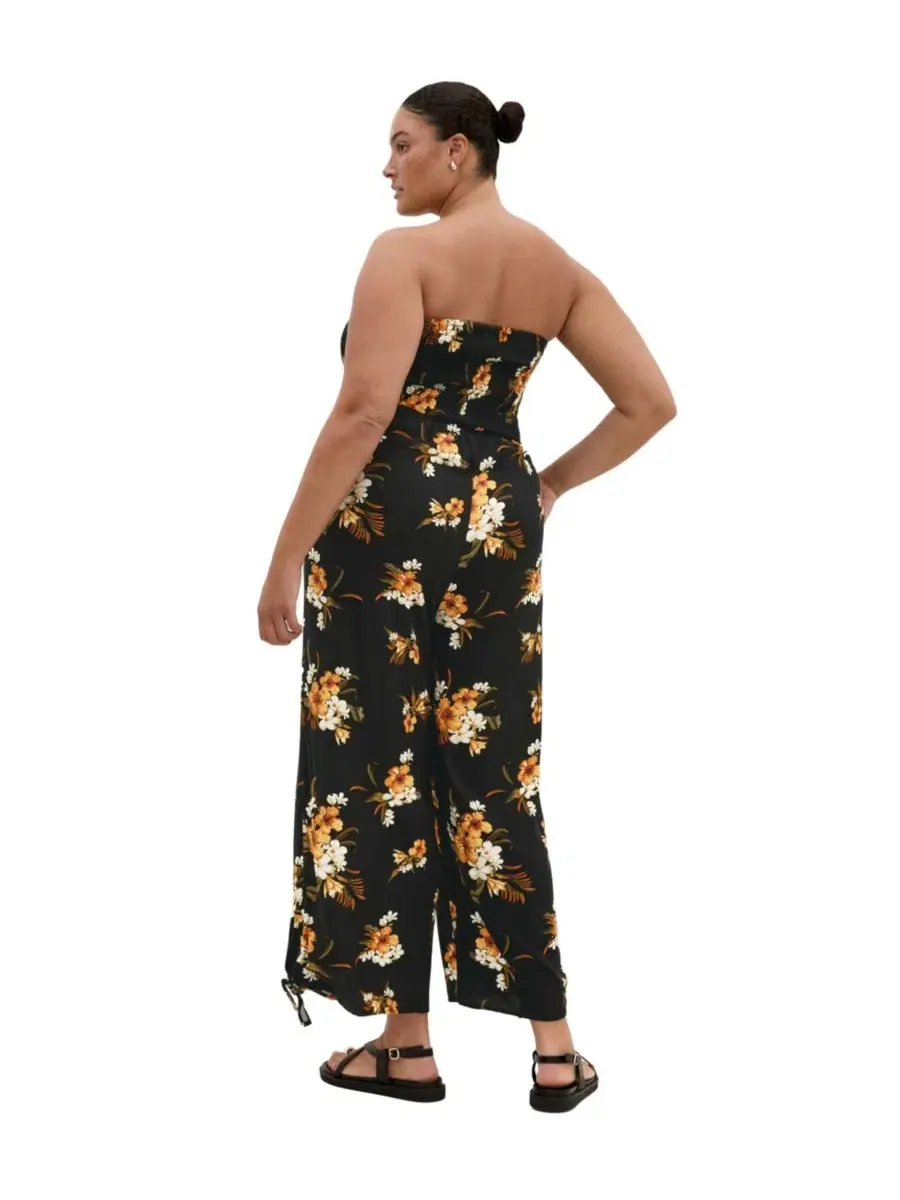 Комбинезон-боди с широкими штанинами Aruba Print Plus Size CITY CHIC — изображение 2 из 5, черный