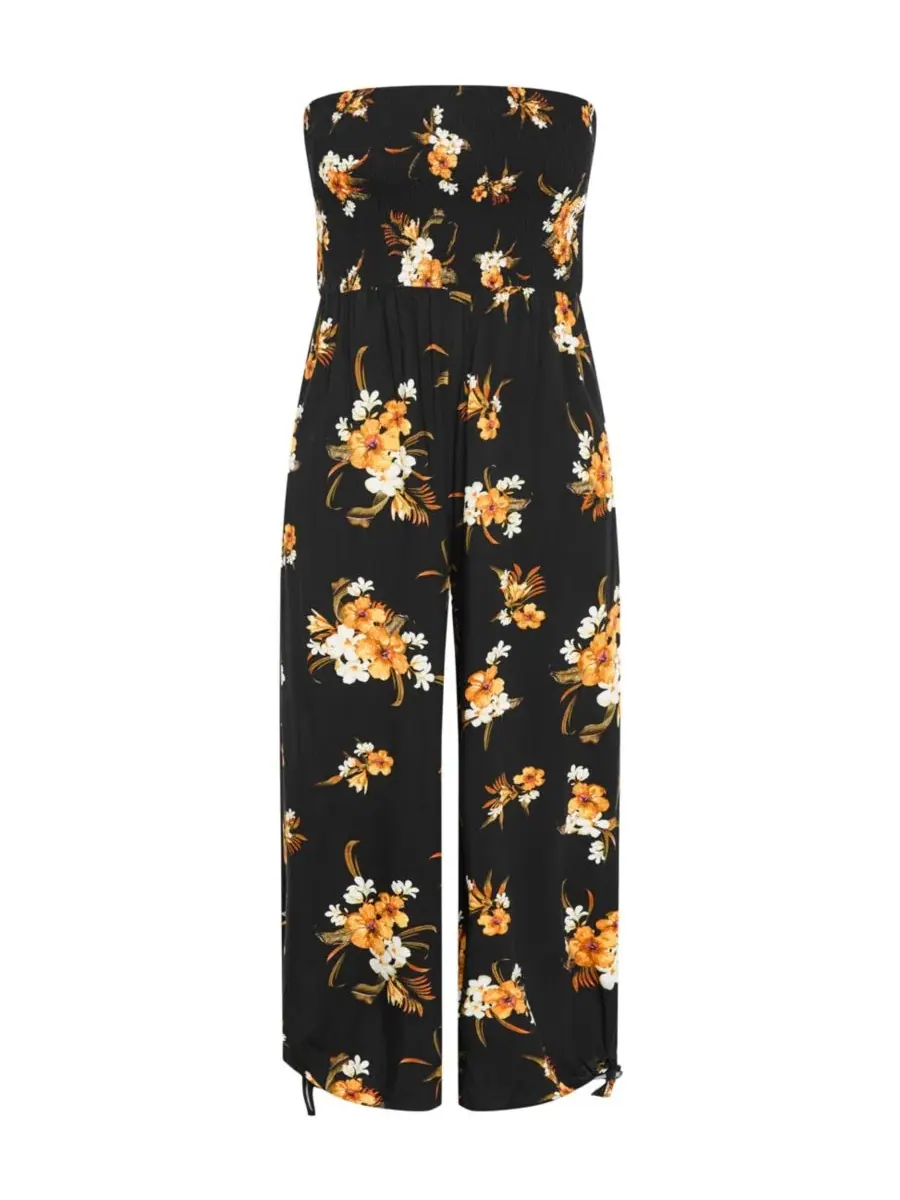 Комбинезон-боди с широкими штанинами Aruba Print Plus Size CITY CHIC — изображение 4 из 5, черный