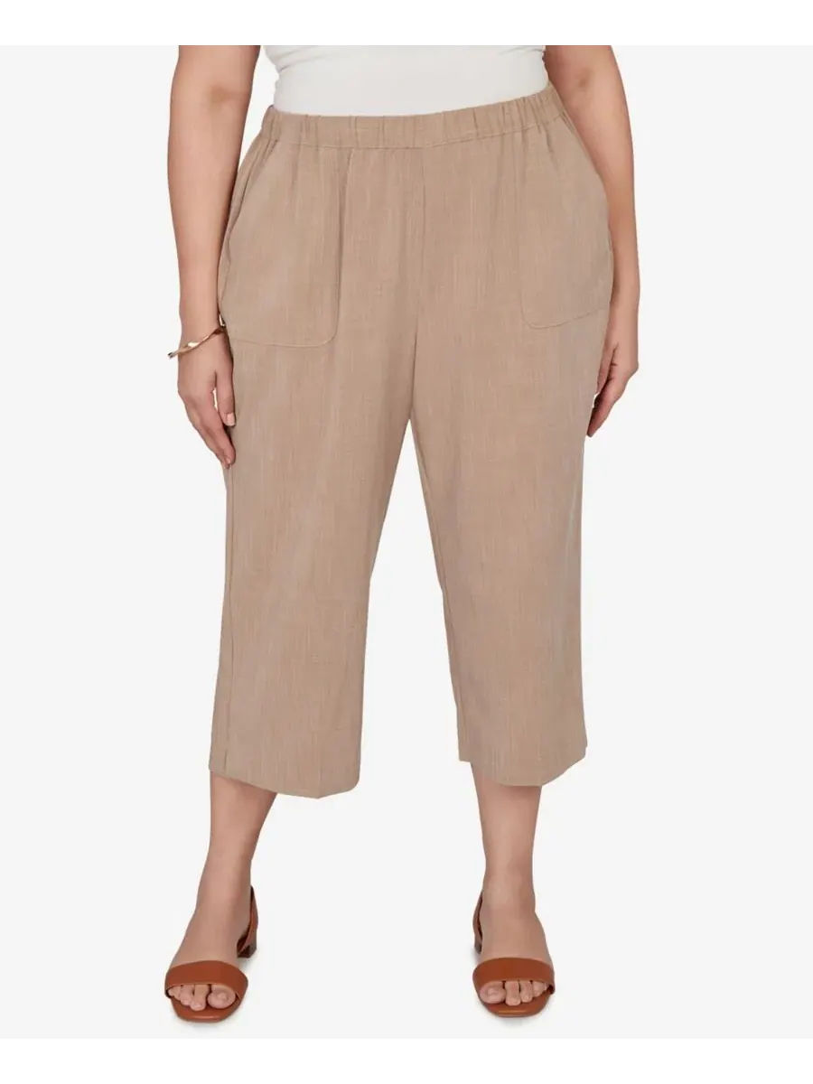 Капри с текстурой, на резинке, Plus Size Grand Bazaar Textured Pull-On Capri Pants Alfred Dunner — изображение 1 из 5