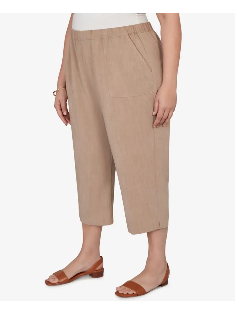 Капри с текстурой, на резинке, Plus Size Grand Bazaar Textured Pull-On Capri Pants Alfred Dunner — изображение 2 из 5