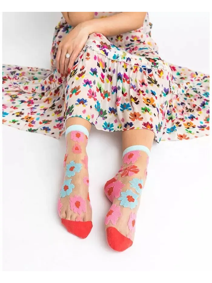 Женские прозрачные носки с лентами и розами Sock Candy — изображение 3 из 3, мульти