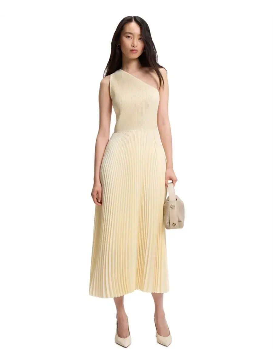 Платье-трапеция с одним плечом в складку Boss by Women's Skirt Rib-Knit One-Shoulder Dress Hugo Boss — изображение 1 из 5