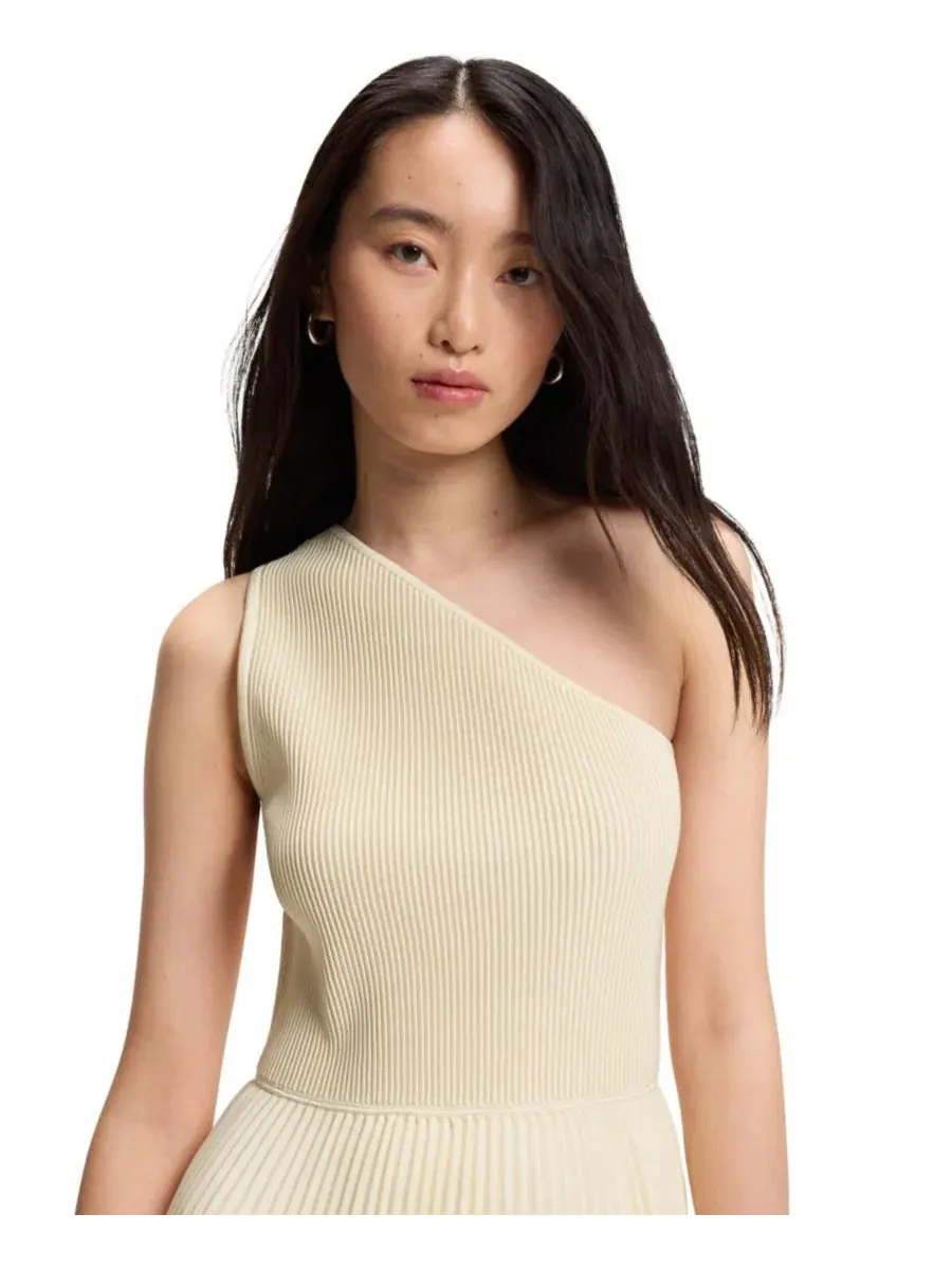 Платье-трапеция с одним плечом в складку Boss by Women's Skirt Rib-Knit One-Shoulder Dress Hugo Boss — изображение 2 из 5