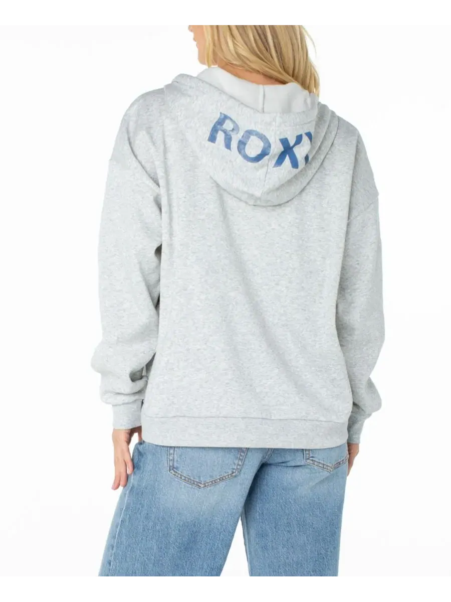 Женский худи-свитшот с капюшоном, с графическим принтом Roxy — изображение 4 из 4, серый