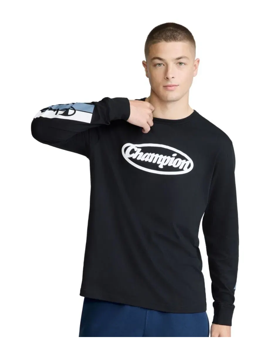 Футболка с длинным рукавом с принтом Champion Men's Medallion Graphic — изображение 1 из 4, черный