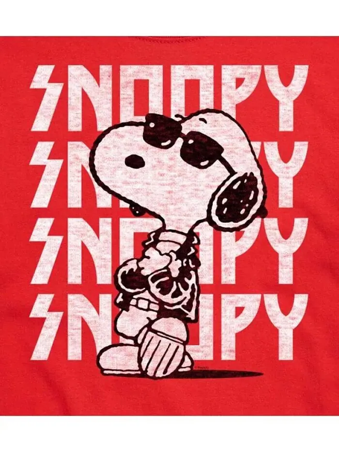 Мужская футболка с короткими рукавами Hybrid Apparel Snoopy Rock с повторением имени AIRWAVES — изображение 3 из 8, красный