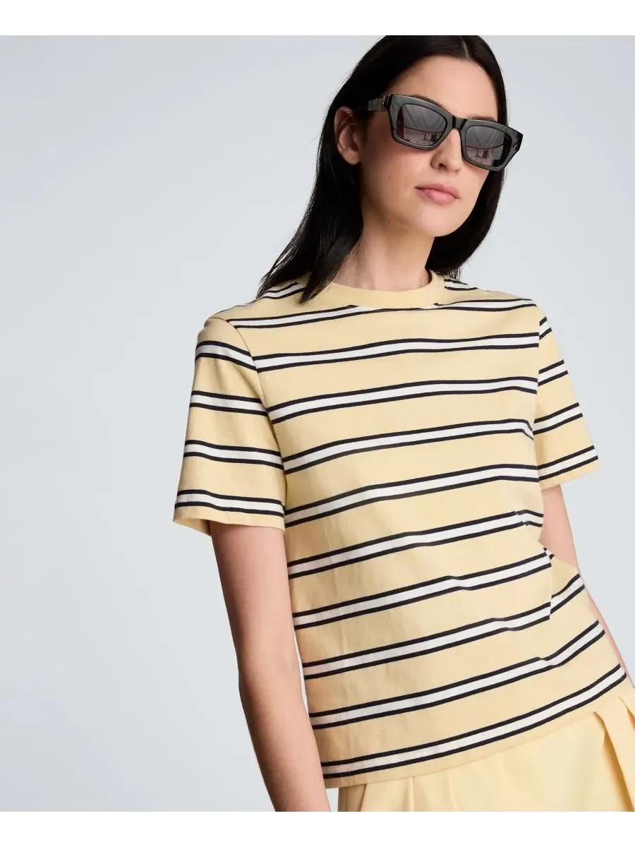 Женская полосатая футболка с круглым вырезом Kenneth Cole — изображение 1 из 5, желтый мульти