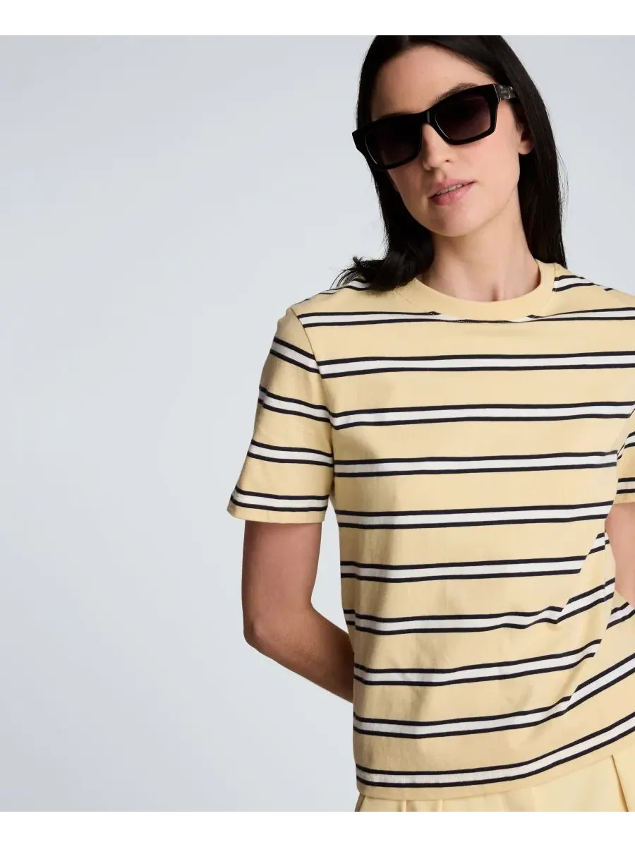 Женская полосатая футболка с круглым вырезом Kenneth Cole — изображение 3 из 5, желтый мульти