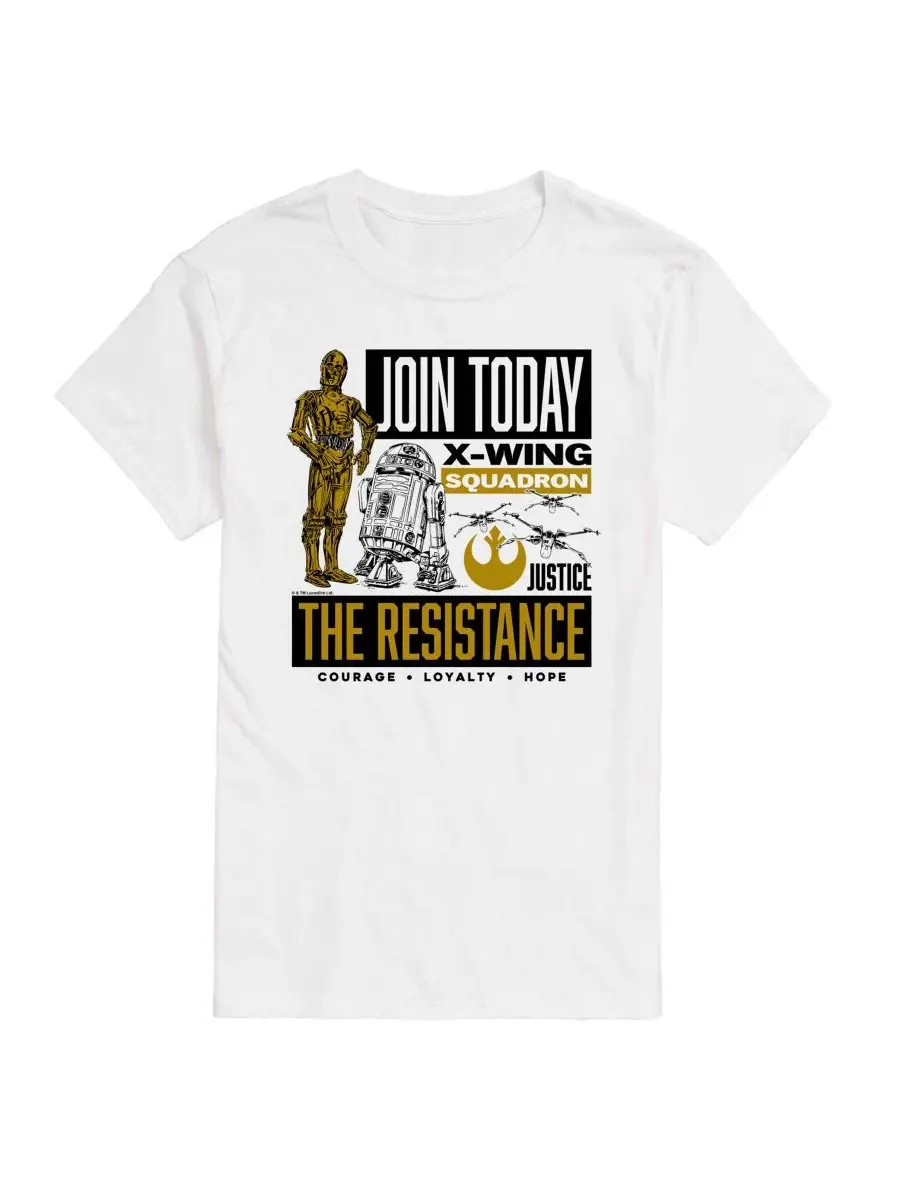 Мужская футболка с коротким рукавом Star Wars Join The Resistance с графическим принтом AIRWAVES — изображение 1 из 3, белый