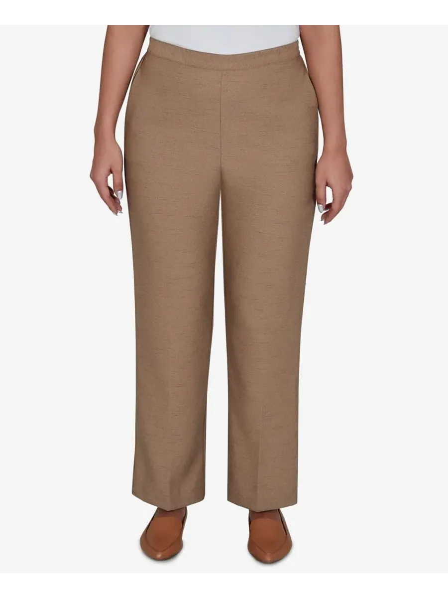 Брюки прямого кроя Petite Union Square Straight-Leg Pull-On Pecan Alfred Dunner — изображение 1 из 5, пекан