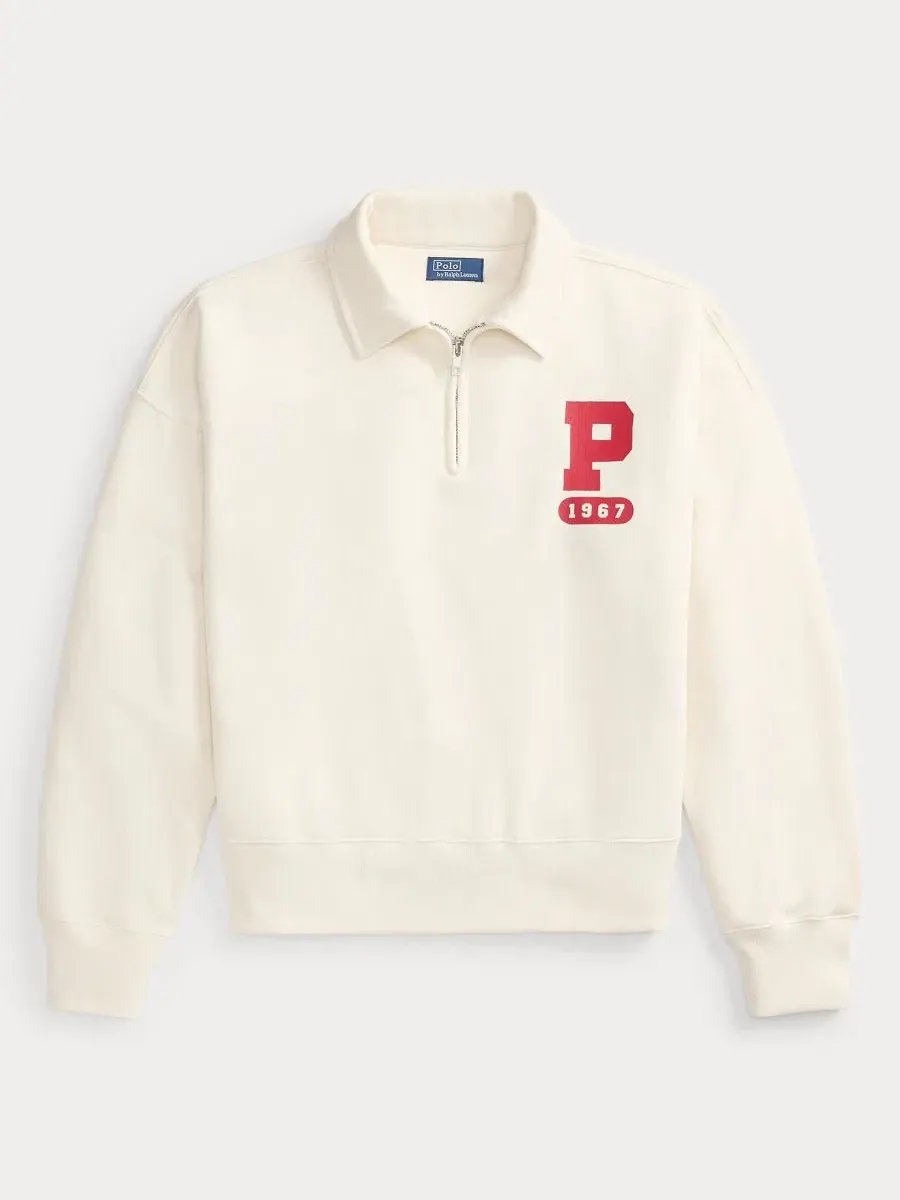 Свитшот с воротником-поло и четвертной молнией Polo Ralph Lauren — изображение 6 из 6, белый