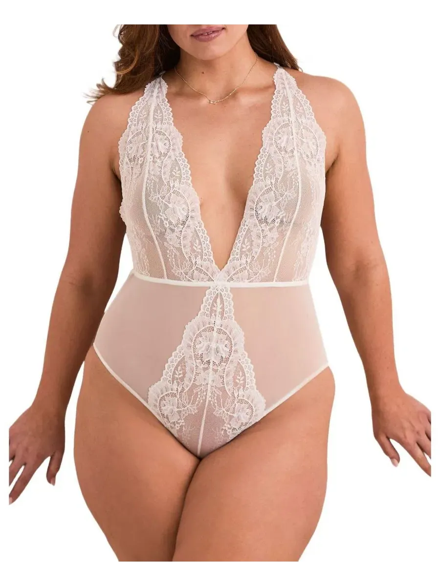 Боди Talia с кружевом и сеткой Plus Size Adore Me