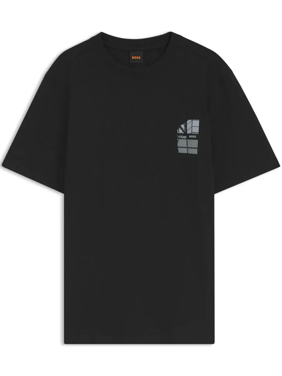 Футболка из хлопкового джерси с принтом BOSS Hugo Boss — изображение 2 из 5, черный