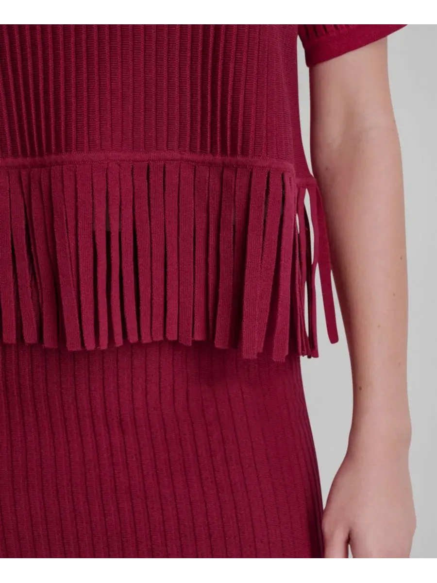 Свитер с бахромой, короткий рукав DKNY — изображение 5 из 8, красный