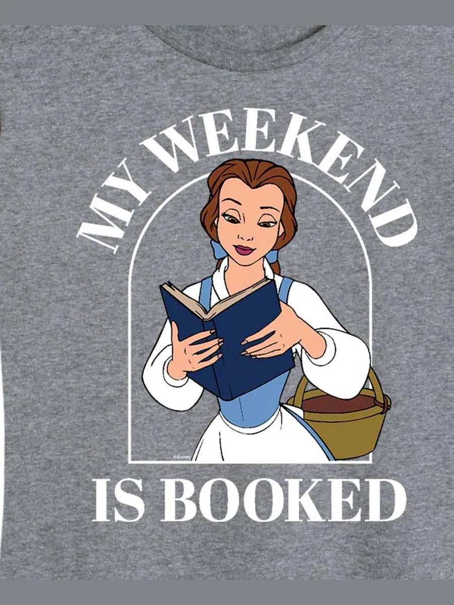 Футболка женская с принтом Disney Princess Belle My Weekend Is Booked Hybrid Apparel — изображение 2 из 3, серый