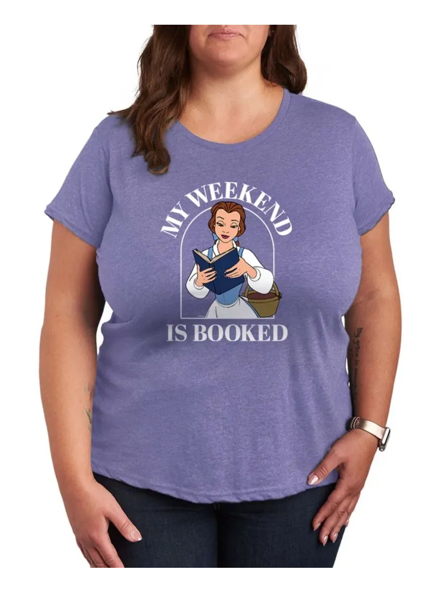 Футболка с принтом Disney Princess Belle My Weekend Is Booked Hybrid Apparel, Heather Periwinkle — изображение 1 из 3