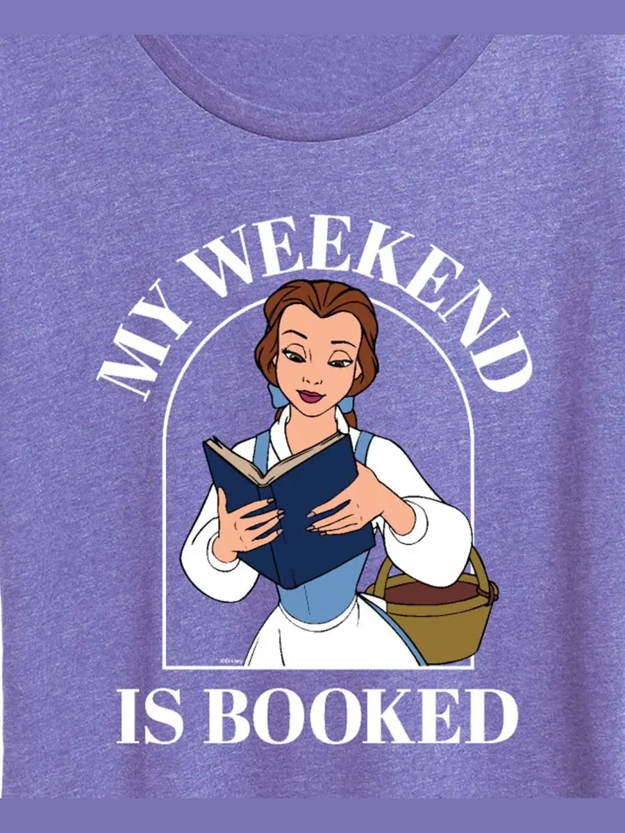Футболка с принтом Disney Princess Belle My Weekend Is Booked Hybrid Apparel, Heather Periwinkle — изображение 2 из 3