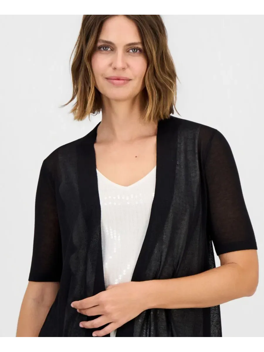 Кардиган Anne Klein с коротким рукавом — изображение 3 из 4, черный