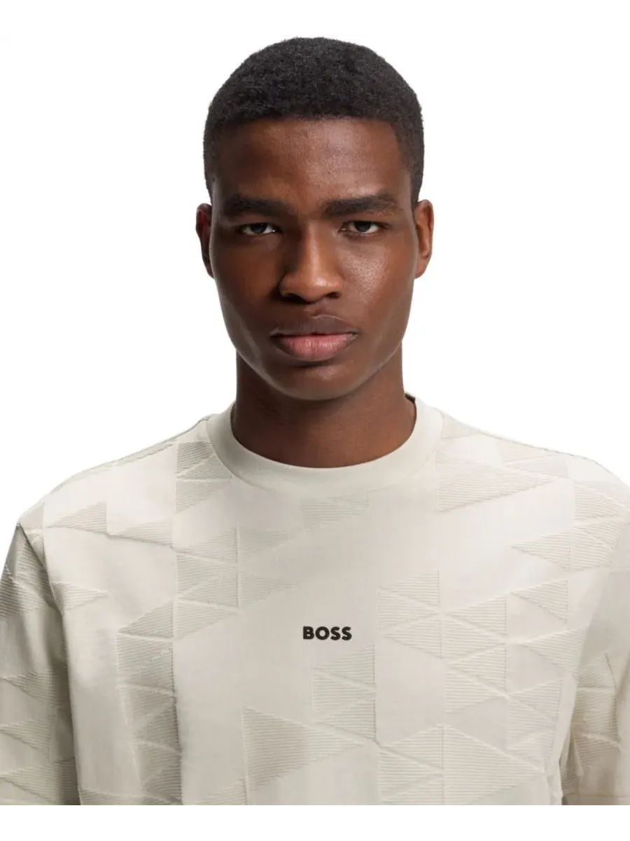 Футболка с 3D-жаккардовым узором Hugo Boss — изображение 4 из 4, бежевый