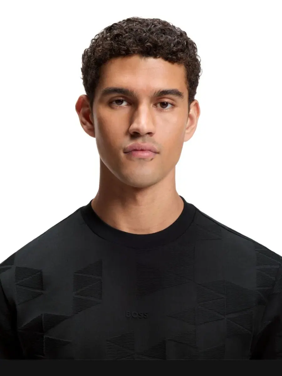 Футболка с 3D-жаккардовым узором Hugo Boss — изображение 5 из 5, черный