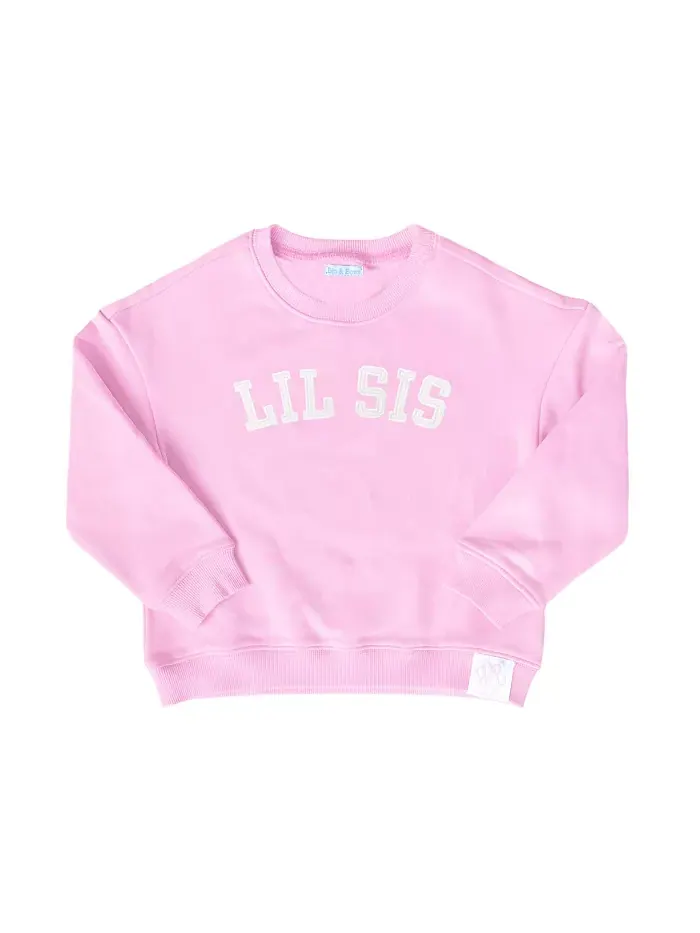 Детская хлопковая толстовка Lil Sis с круглым вырезом Bits & Bows — розовый