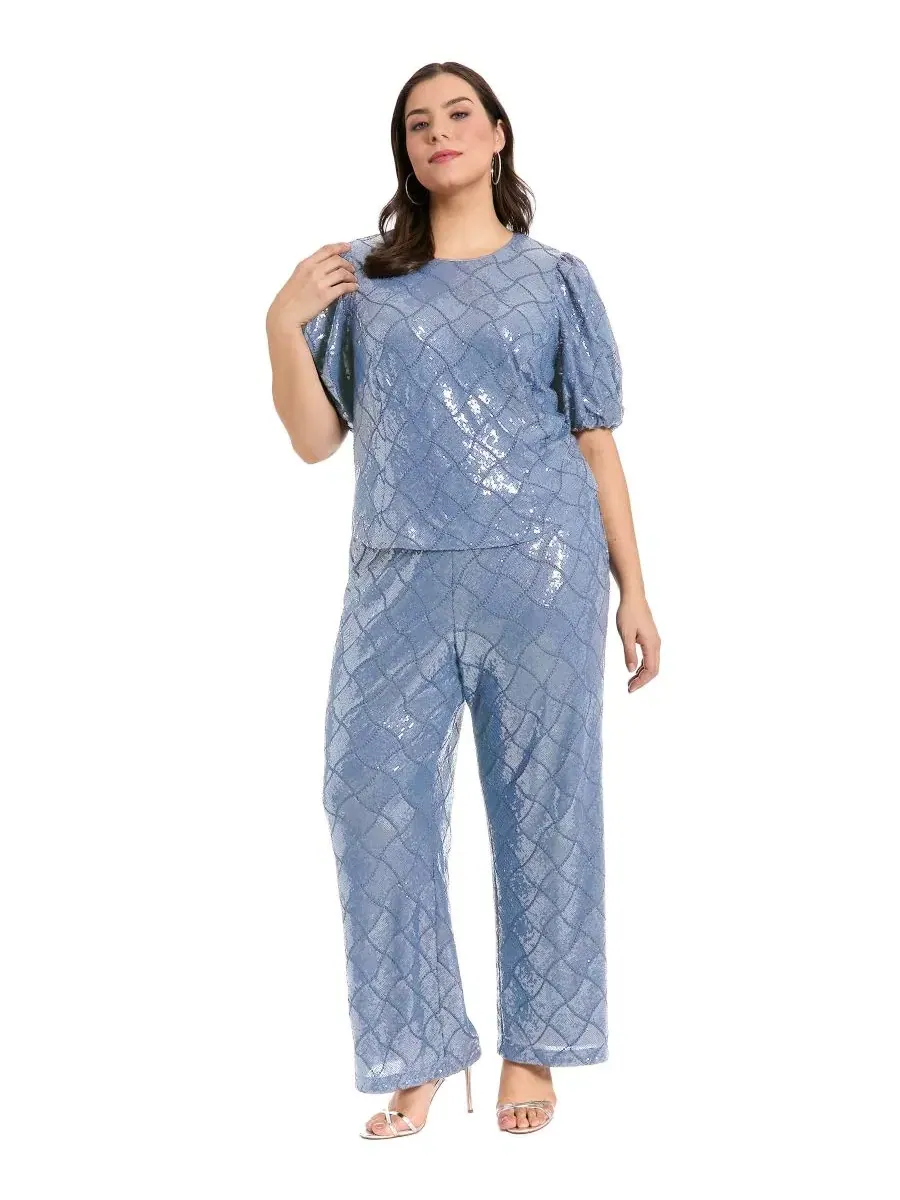 Брюки с пайетками Plus Size Muse — изображение 2 из 4, синий