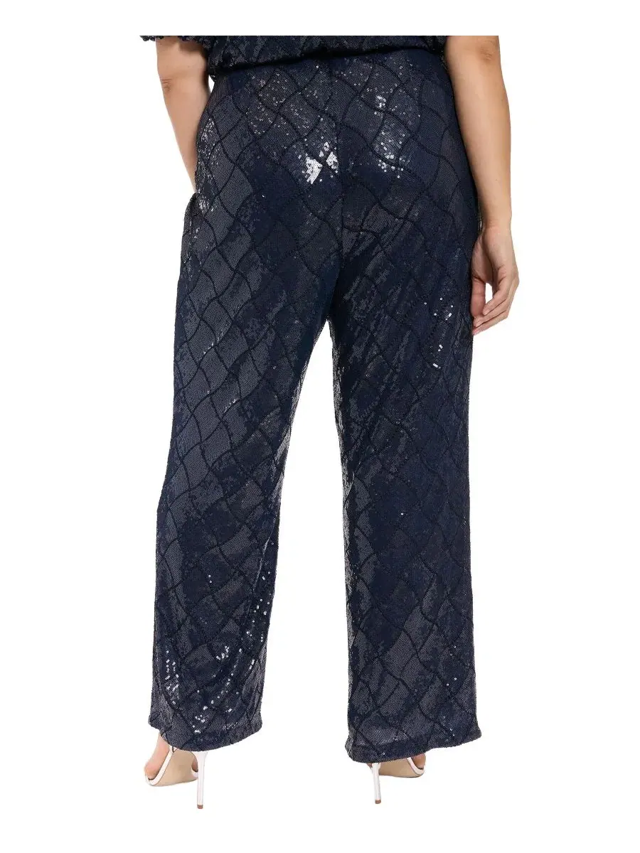 Брюки с пайетками, модель Sequined Pull-On Pants Muse — изображение 3 из 3, темно-синий