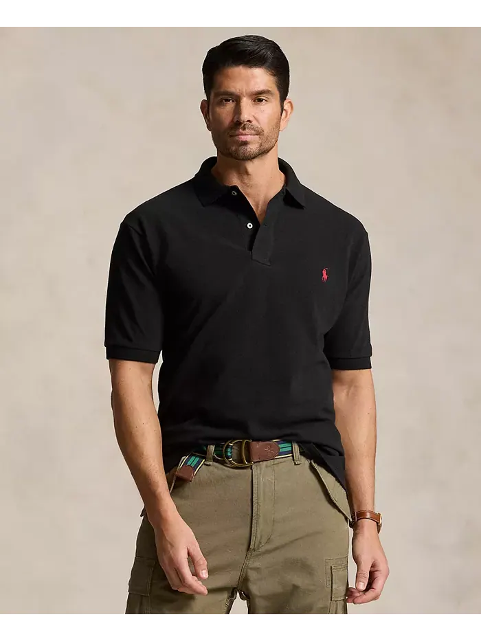Мужская поло The Iconic Mesh большого и высокого размера Polo Ralph Lauren — изображение 1 из 2, черный