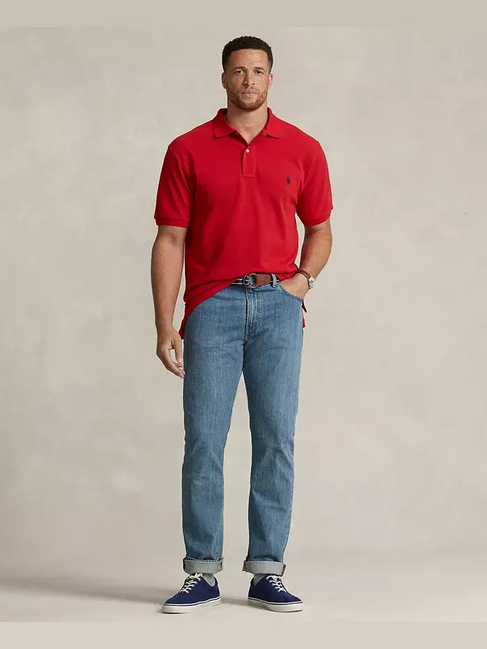Мужская поло The Iconic Mesh большого и высокого размера Polo Ralph Lauren — изображение 2 из 4, красный