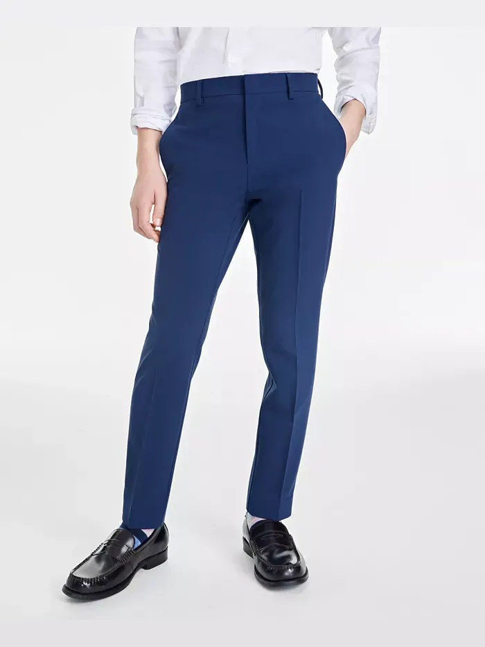 Брюки классические для мальчиков Big Boys Slim Fit, облегающие, с эластичной тканью, машинная — изображение 4 из 4, синий