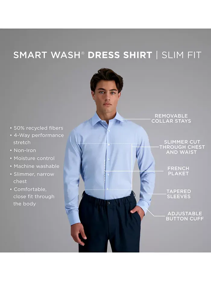 Мужская рубашка Smart Wash Slim Fit Haggar — изображение 7 из 8, черный