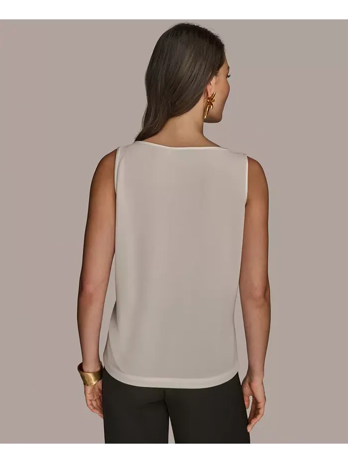 Женская атласная майка с круглым вырезом Donna Karan New York — изображение 2 из 6, бежевый